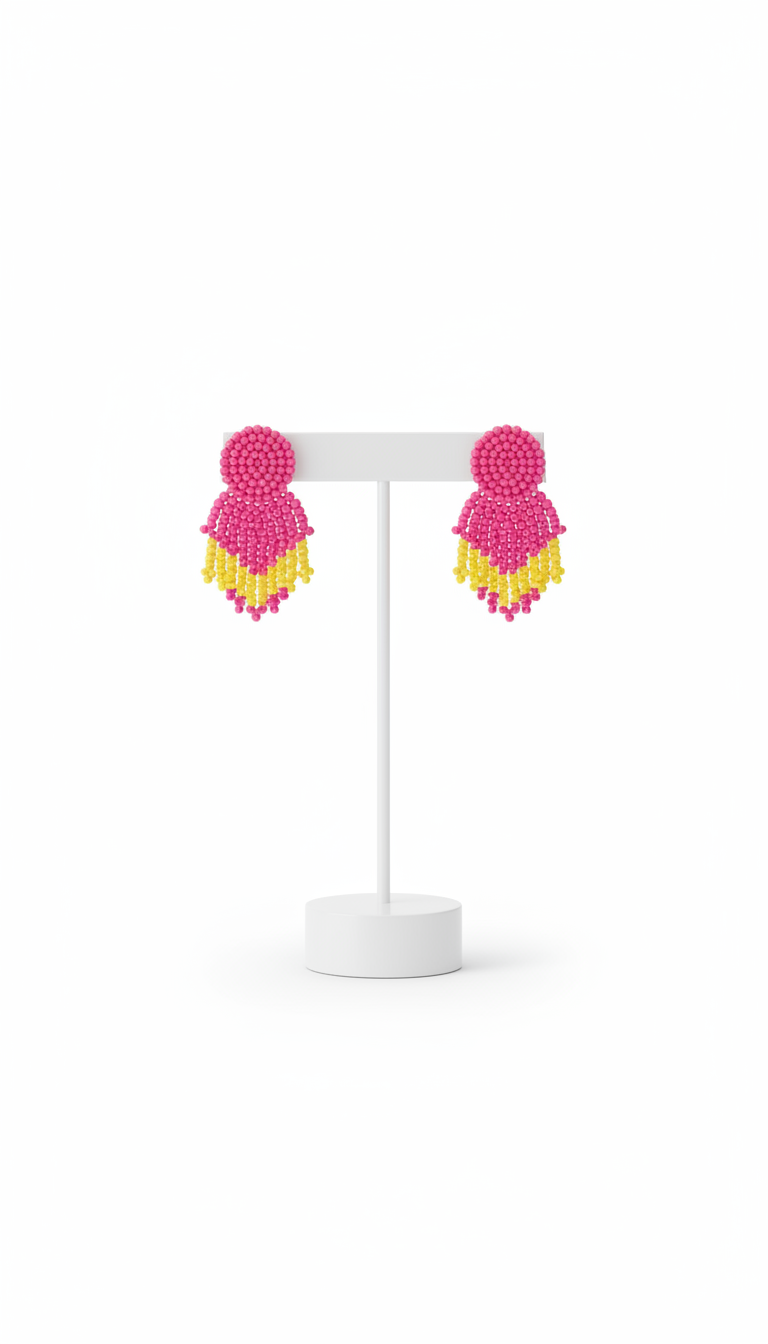 Pink Flash Mini Fringe Earrings