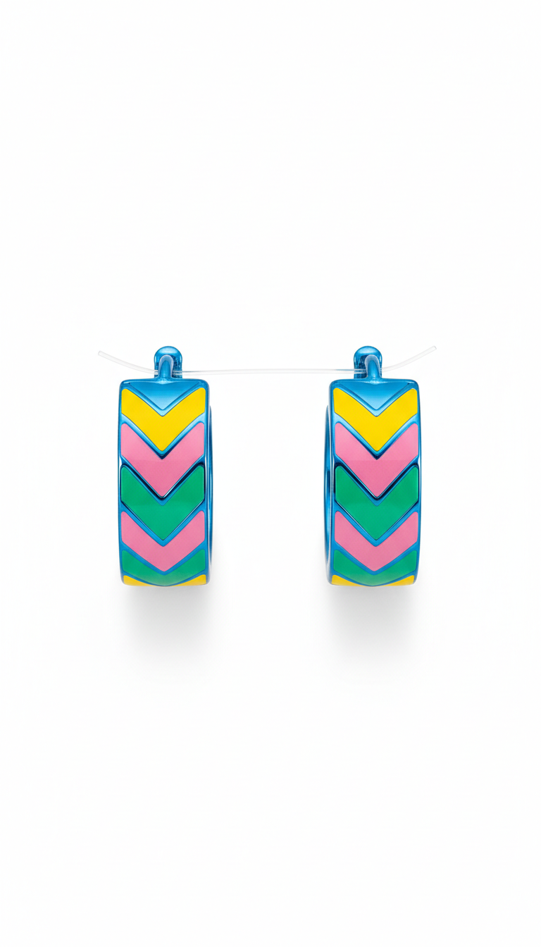 Electric Blue Chevron Hoops