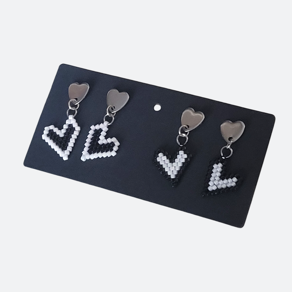 Mini Beaded Heart Earrings Set Of 2 Pairs