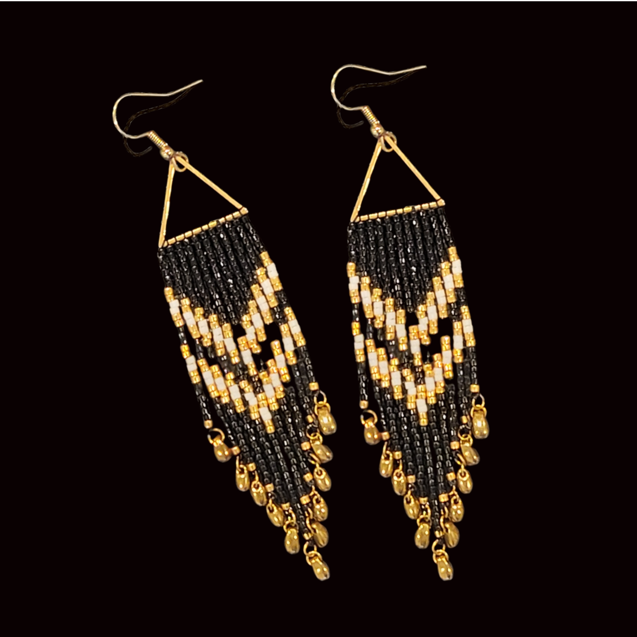 Nightfall Seed Bead Fringe Earrings