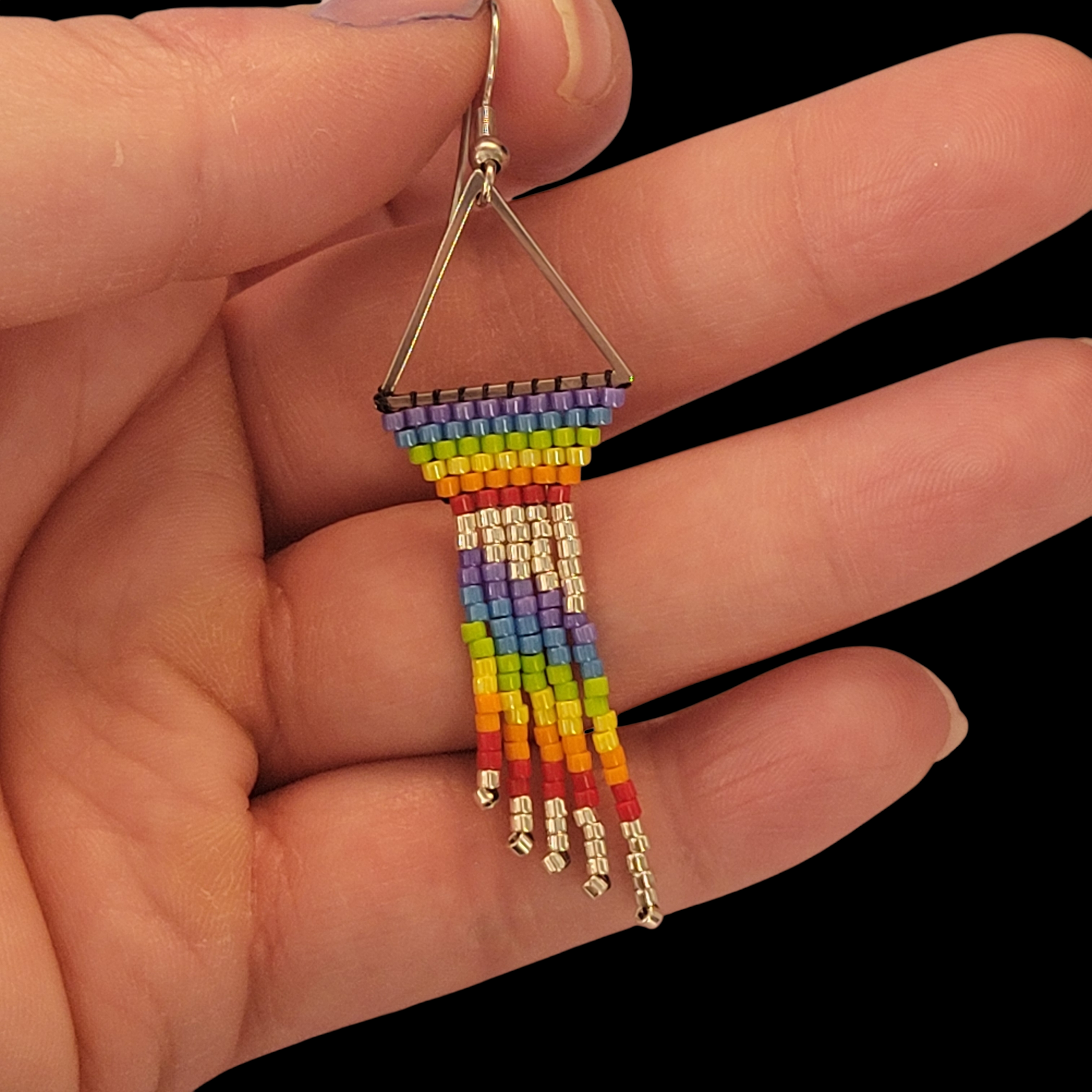 Beaded Rainbow Fringe Earrings