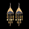 Black and Gold Beaded Fringe Earrings