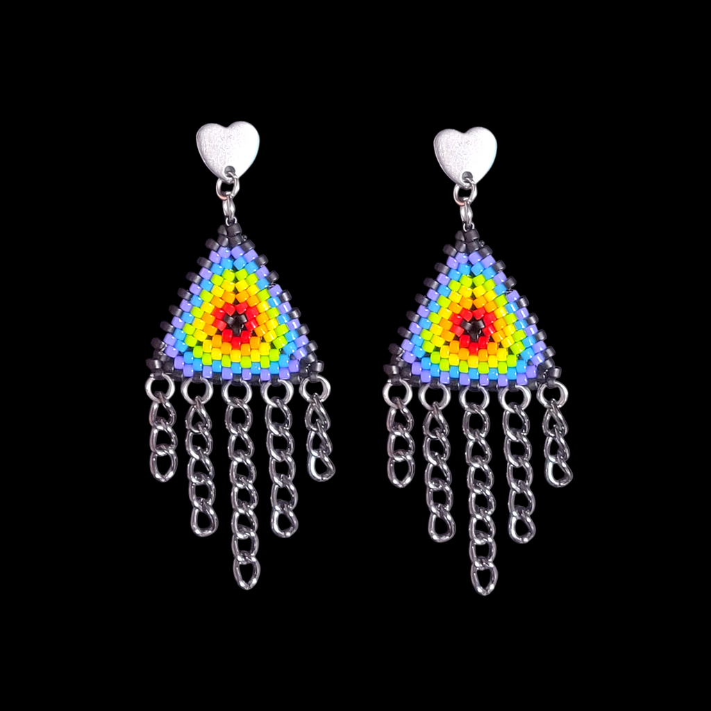 Beaded Rainbow Fringe Earrings