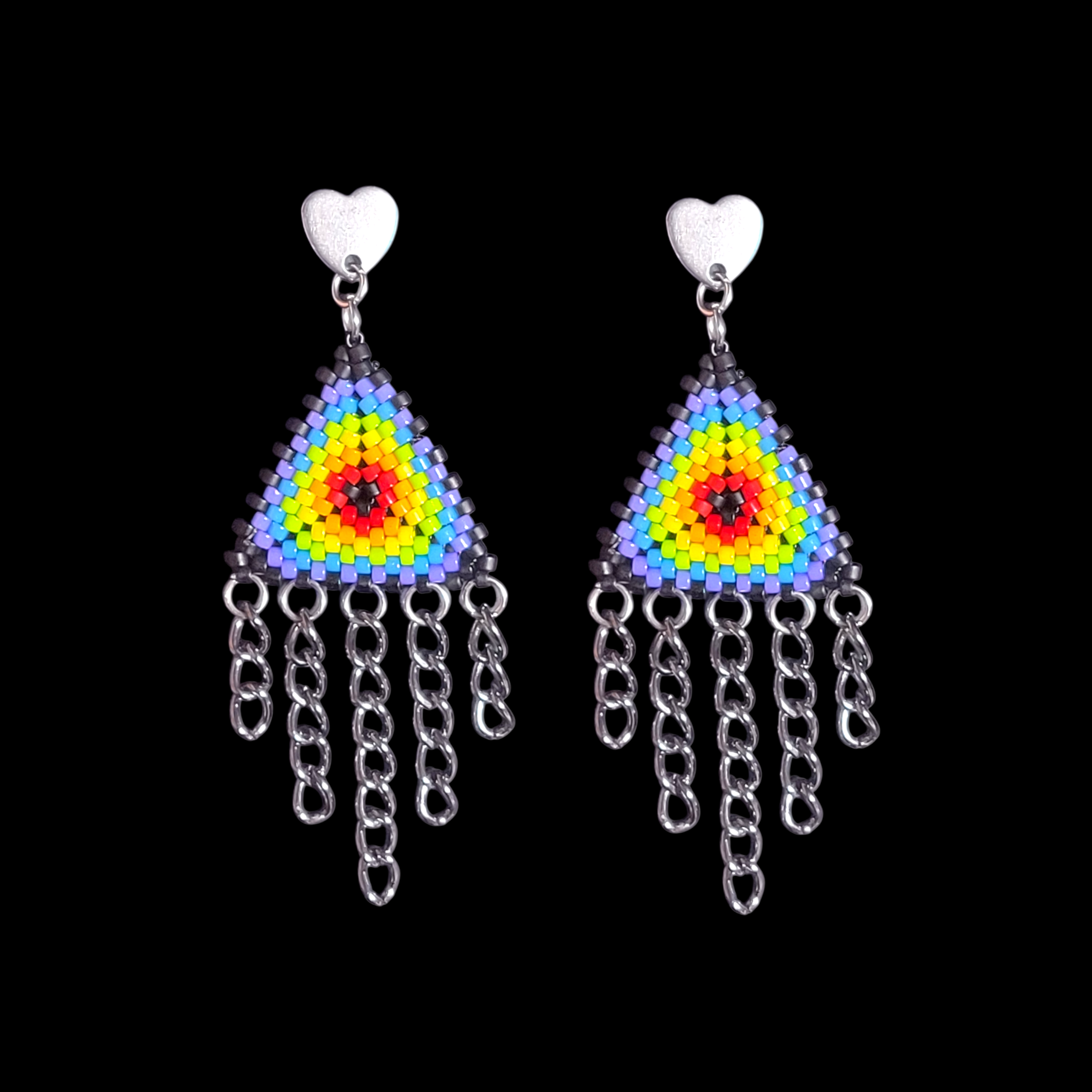 Beaded Rainbow Fringe Earrings