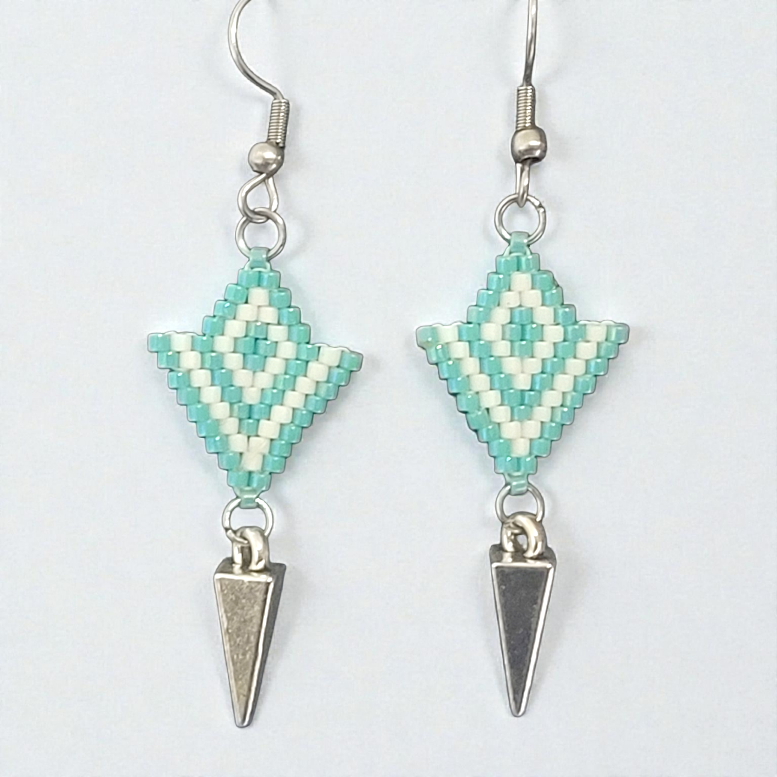 Blue Diamond Beaded Earrings