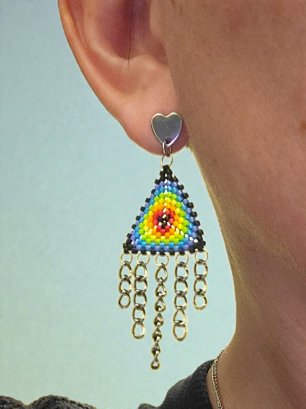 Beaded Rainbow Fringe Earrings