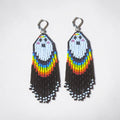 Halloween Ghost Earrings, Beaded Rainbow Fringe Jewelry