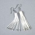 White Beaded Tassel Earrings