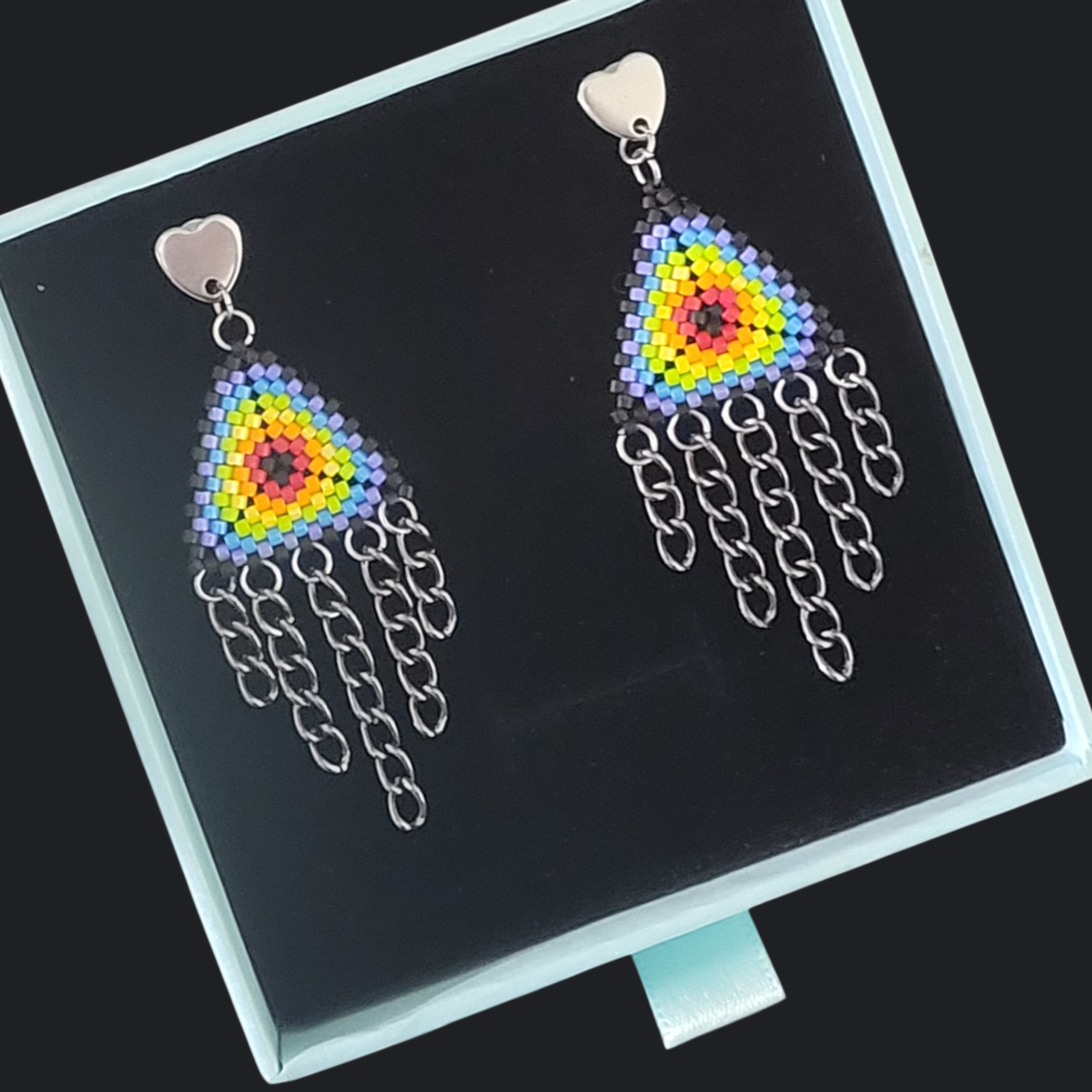 Beaded Rainbow Fringe Earrings