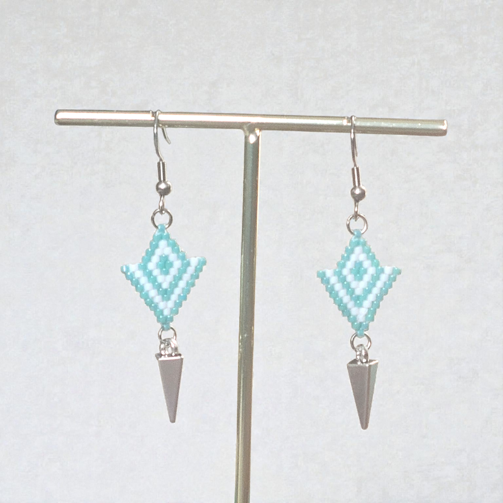 Blue Diamond Beaded Earrings