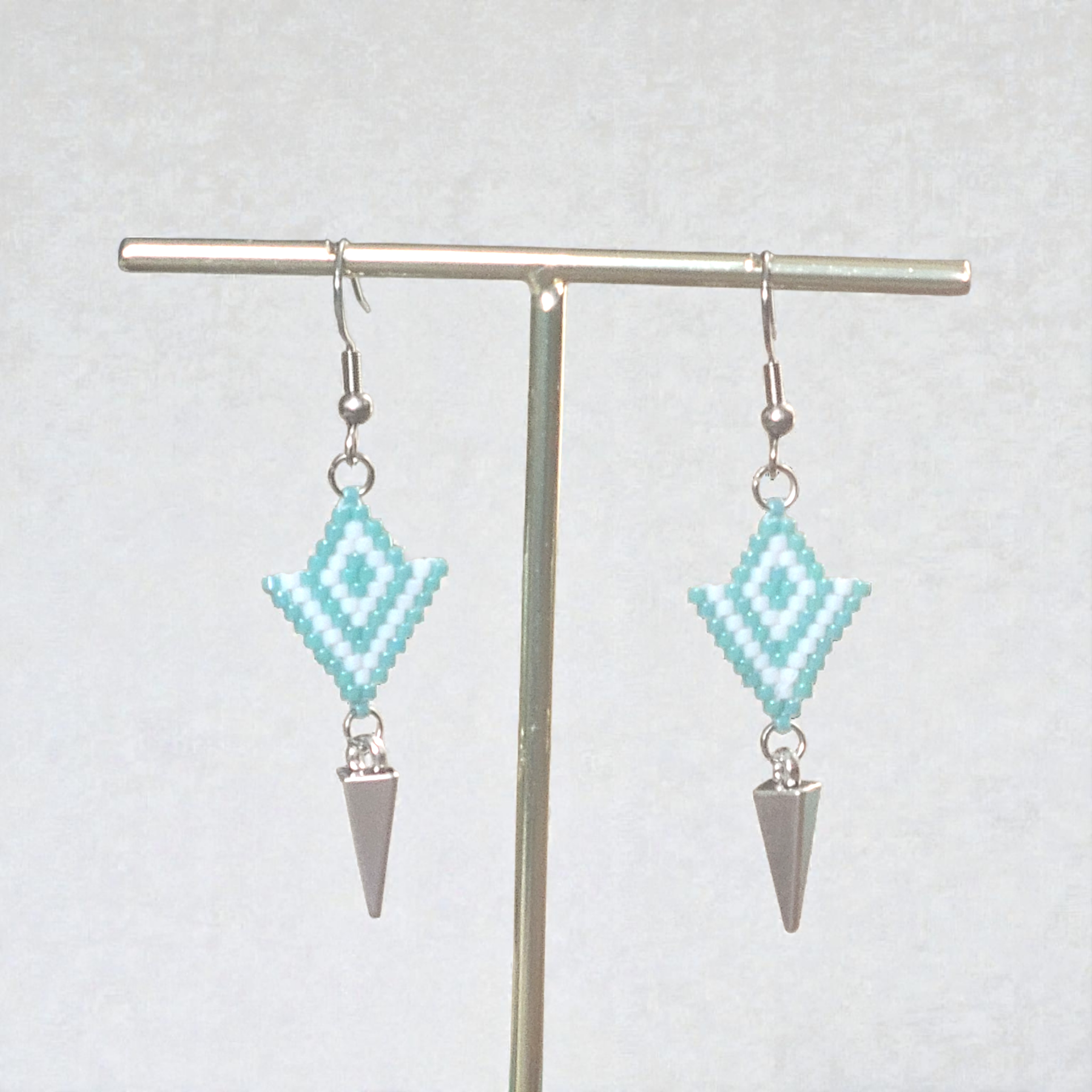 Blue Diamond Beaded Earrings