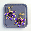Beaded Purple Star Earrings