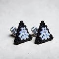 Beaded Triangle Black and White Stud Earrings