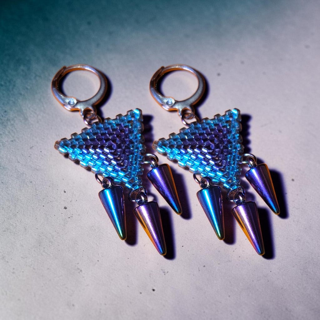 Triangle Huggie Hoop Spike Earrings