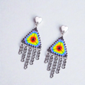 Beaded Rainbow Fringe Earrings