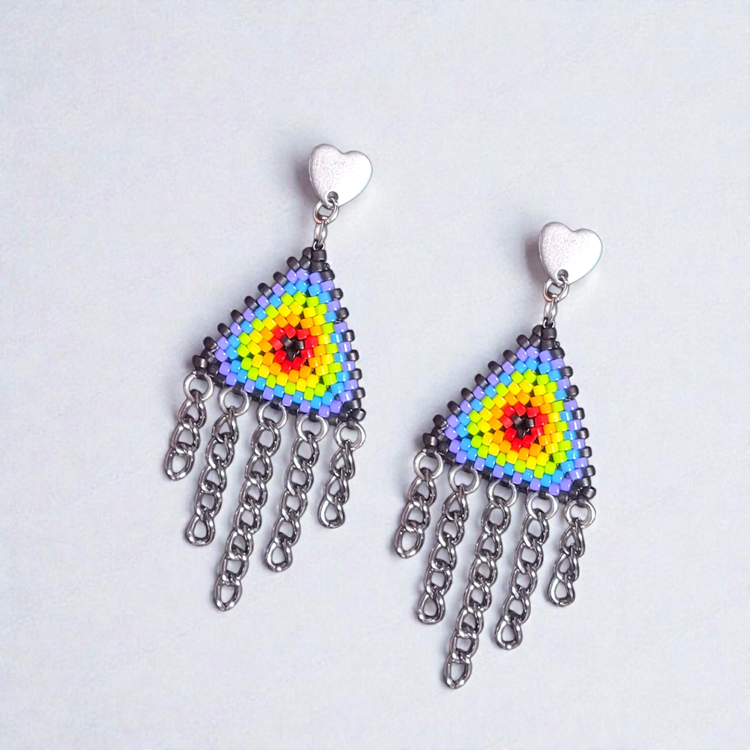 Beaded Rainbow Fringe Earrings